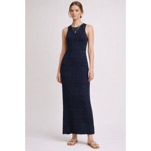 Splendid Navy Knit Maxi Dress Small Sleeveless Crochet NWOT